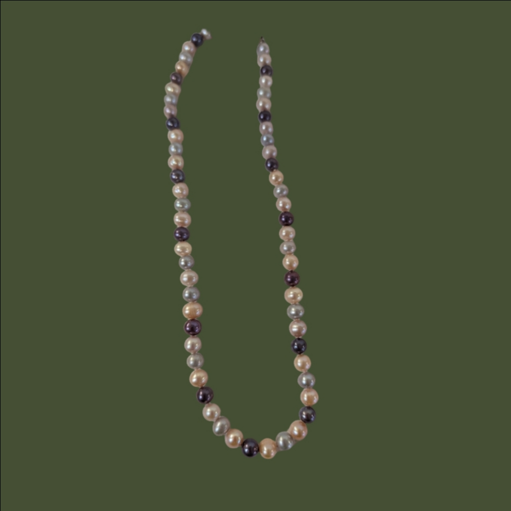 Necklace Natural Pearl  16 Inches. Dyed Purple, Lite Blue,Pink, White